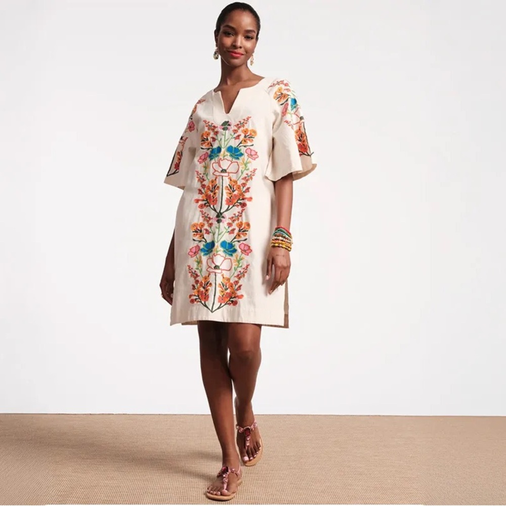 Francis Valentine Oyster Caftan  Tunic Dress Medium NWOT